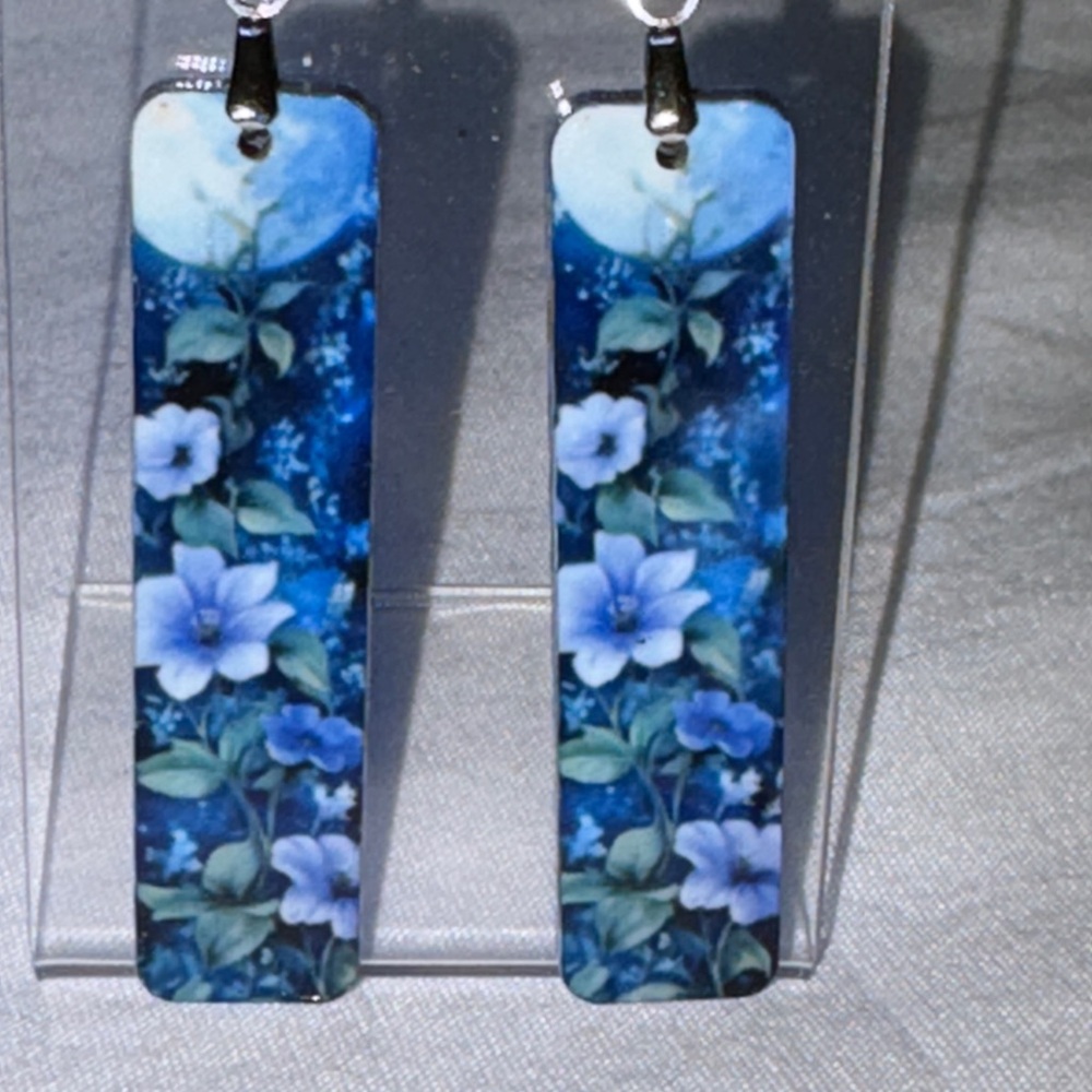 Moon and flower earrings